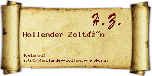 Hollender Zoltán névjegykártya